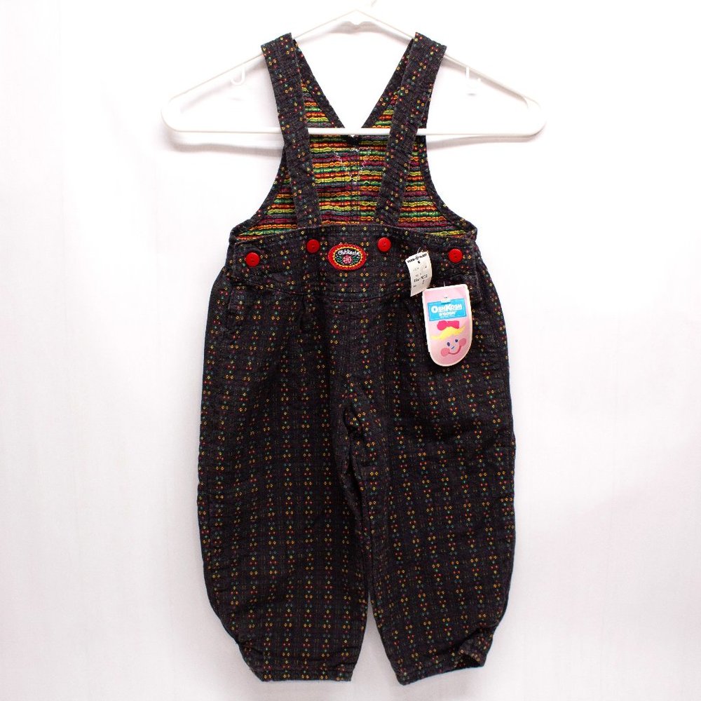 NWT Vintage OshKosh B'Gosh Bubble Bottom Vest Back Floral Overalls